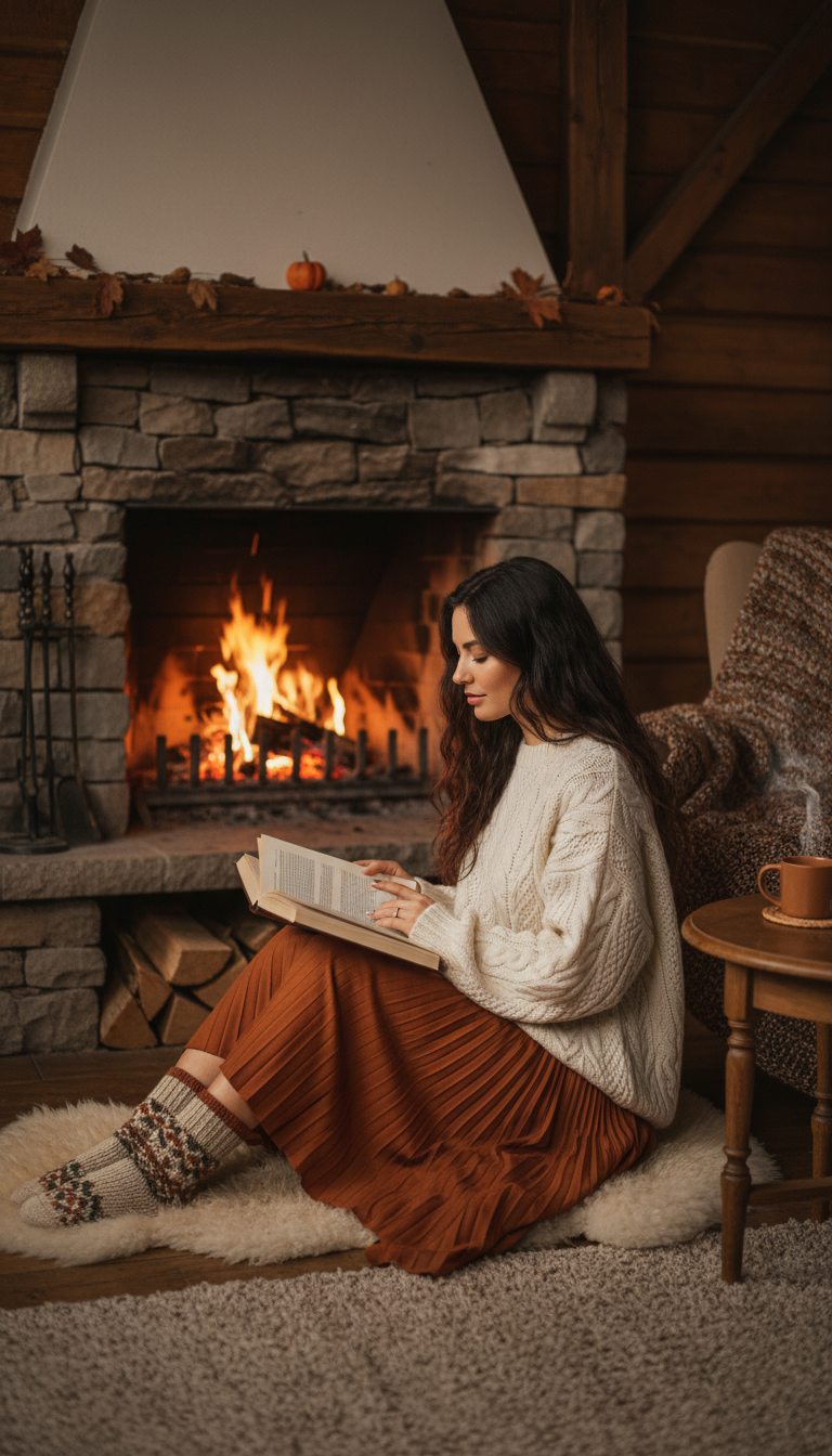 Knitted Sweater & Pleated Skirt