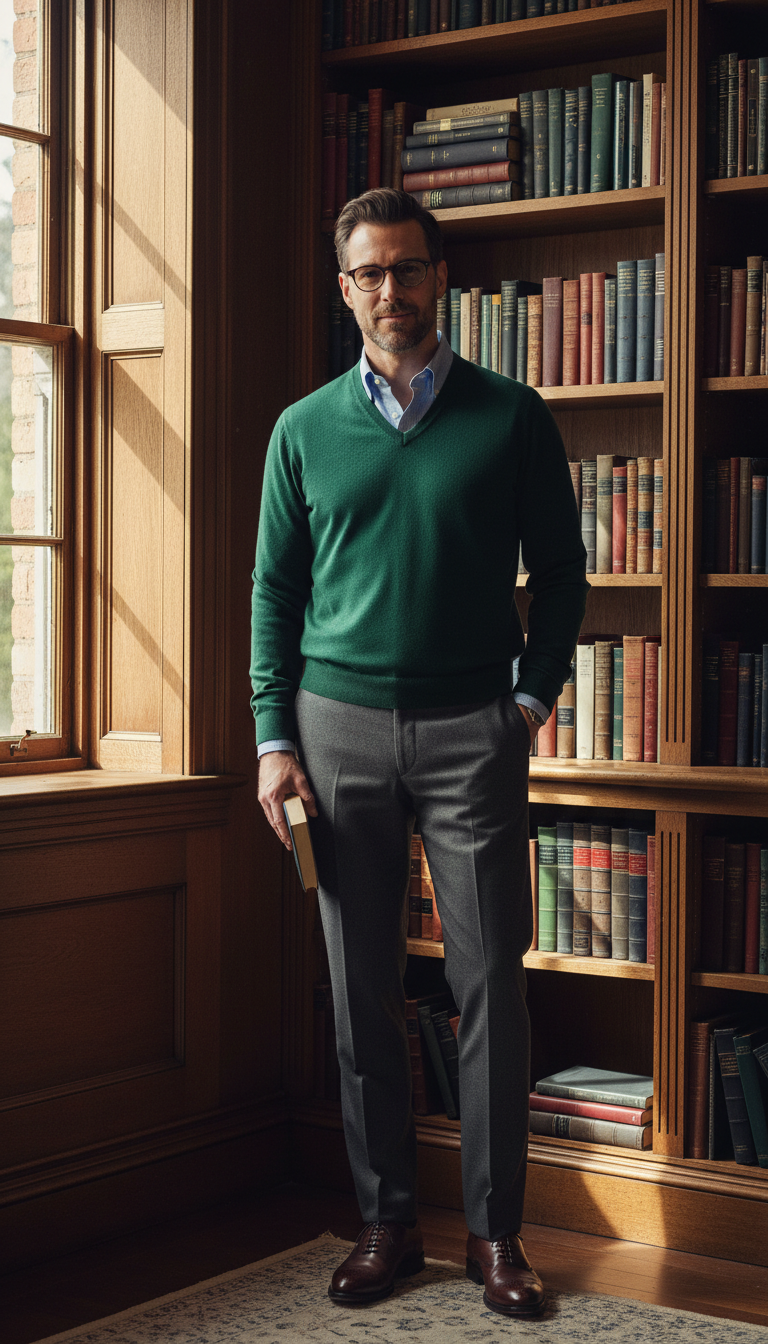 V-Neck Sweater & Oxford Shirt