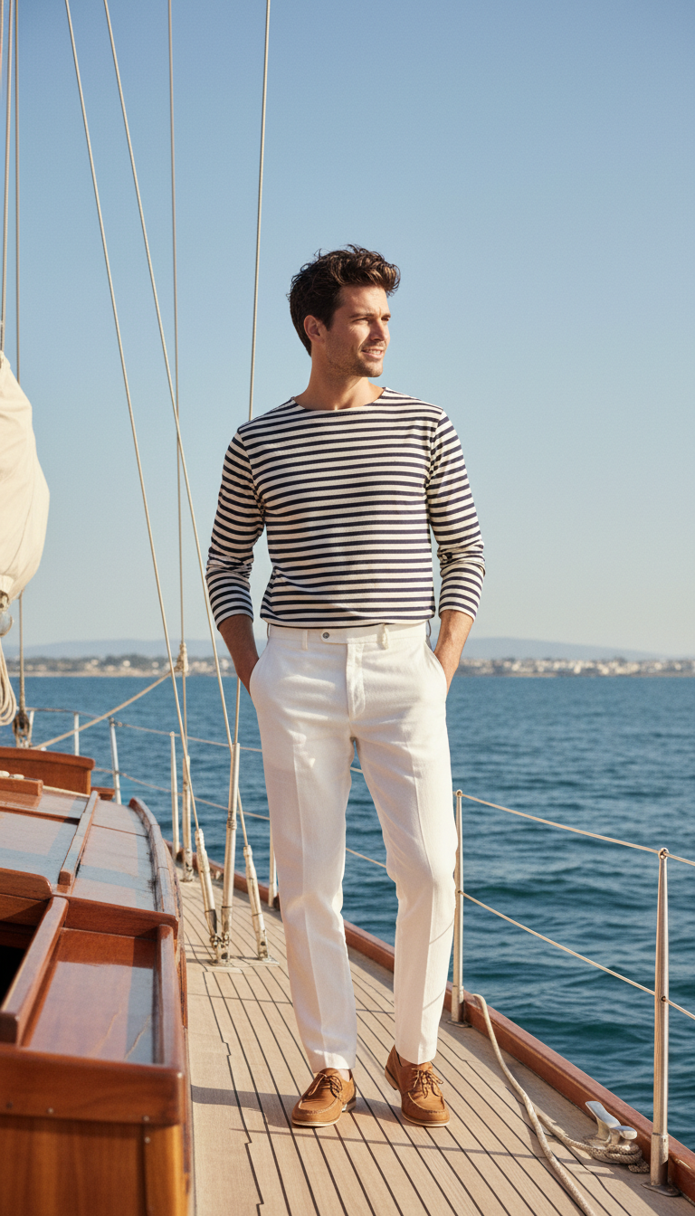 Nautical Stripes & White Trousers