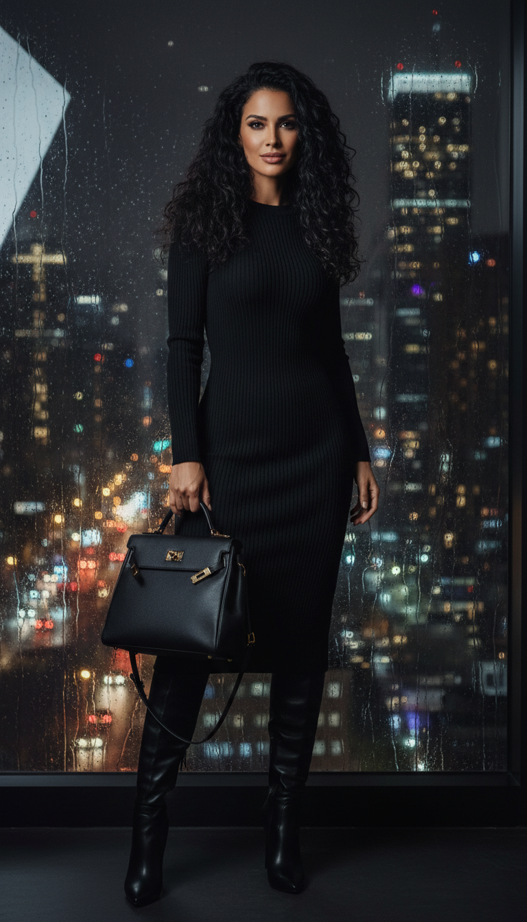 Bodycon Dress & Over-the-Knee Boots