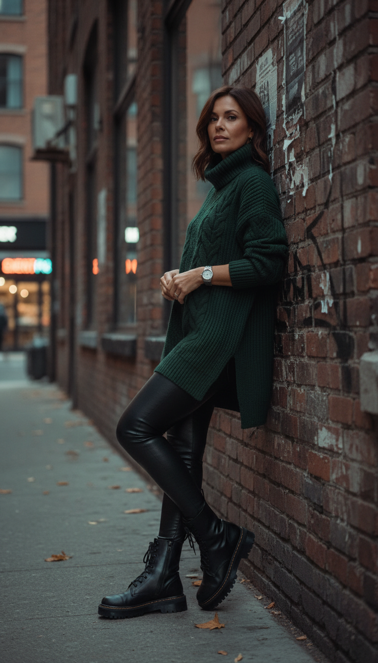 Edgy Knit & Leather Mix