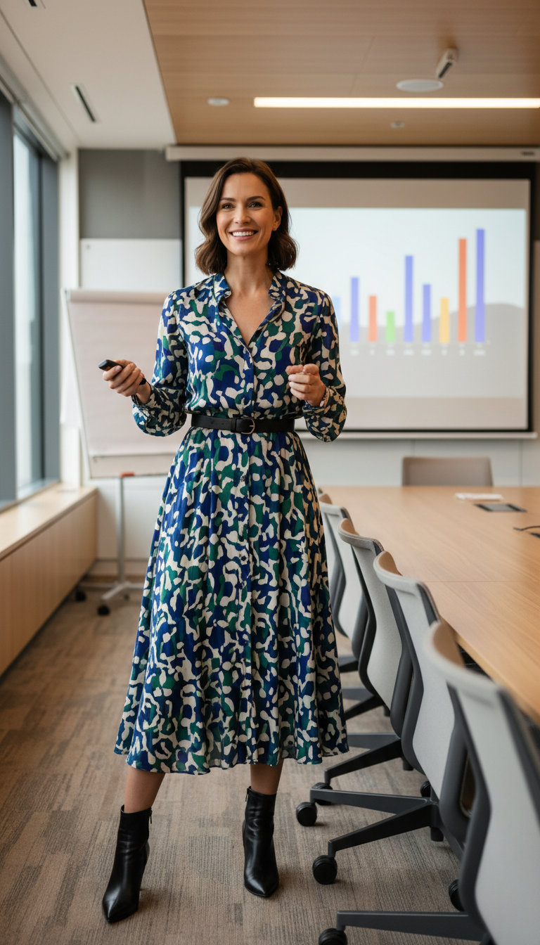 Patterned Midi Dress