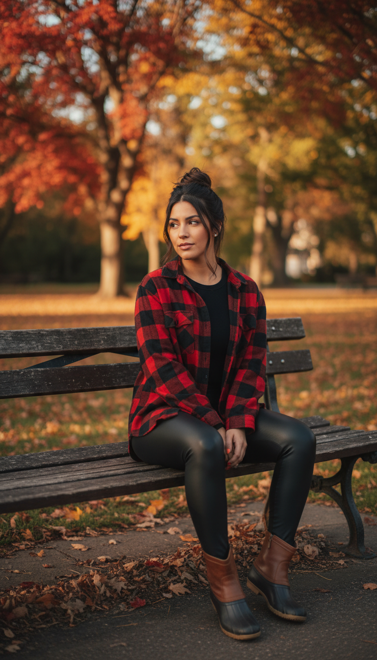 Plaid Shirt & Leggings