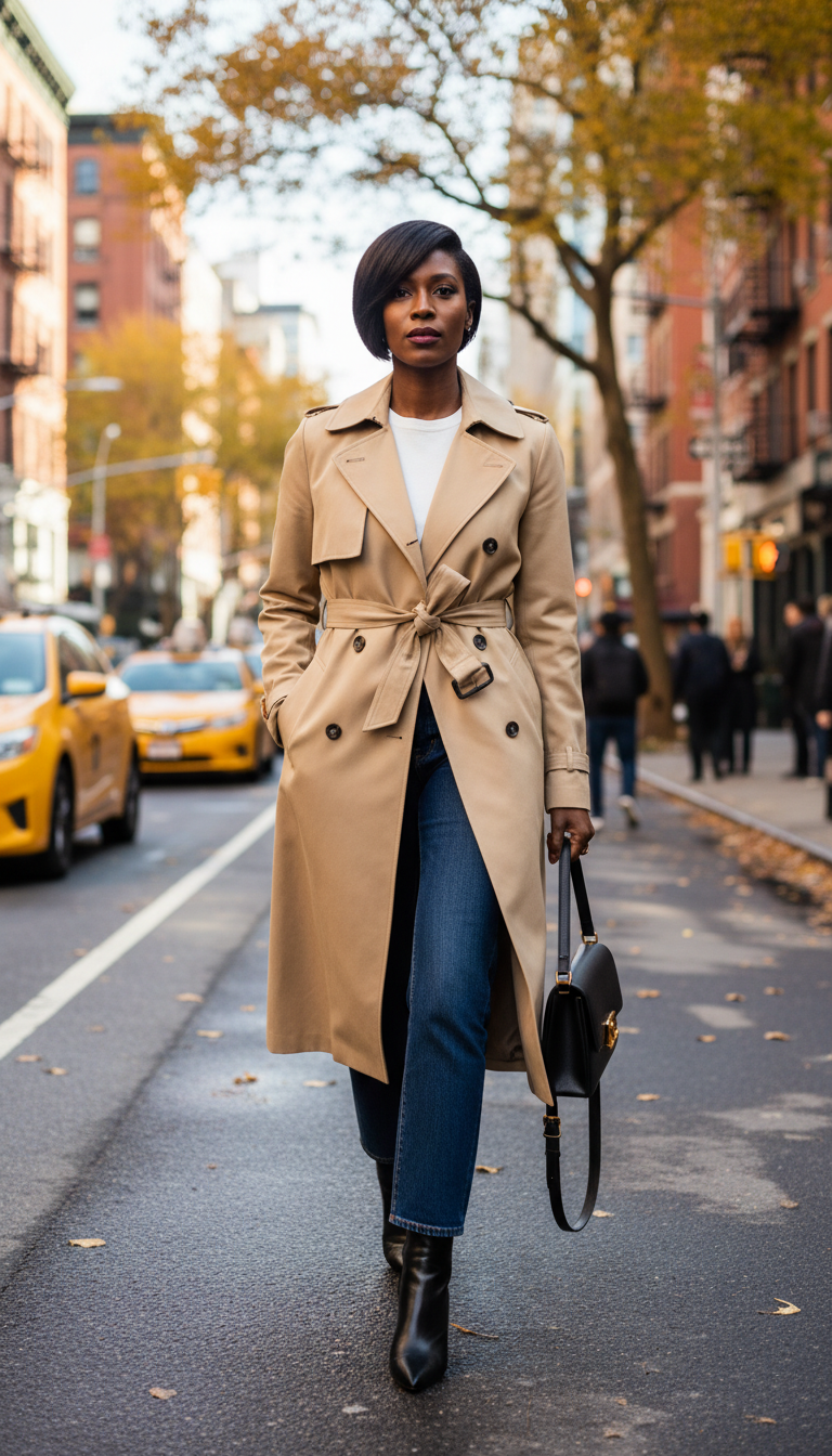 Trench Coat & Ankle Boots