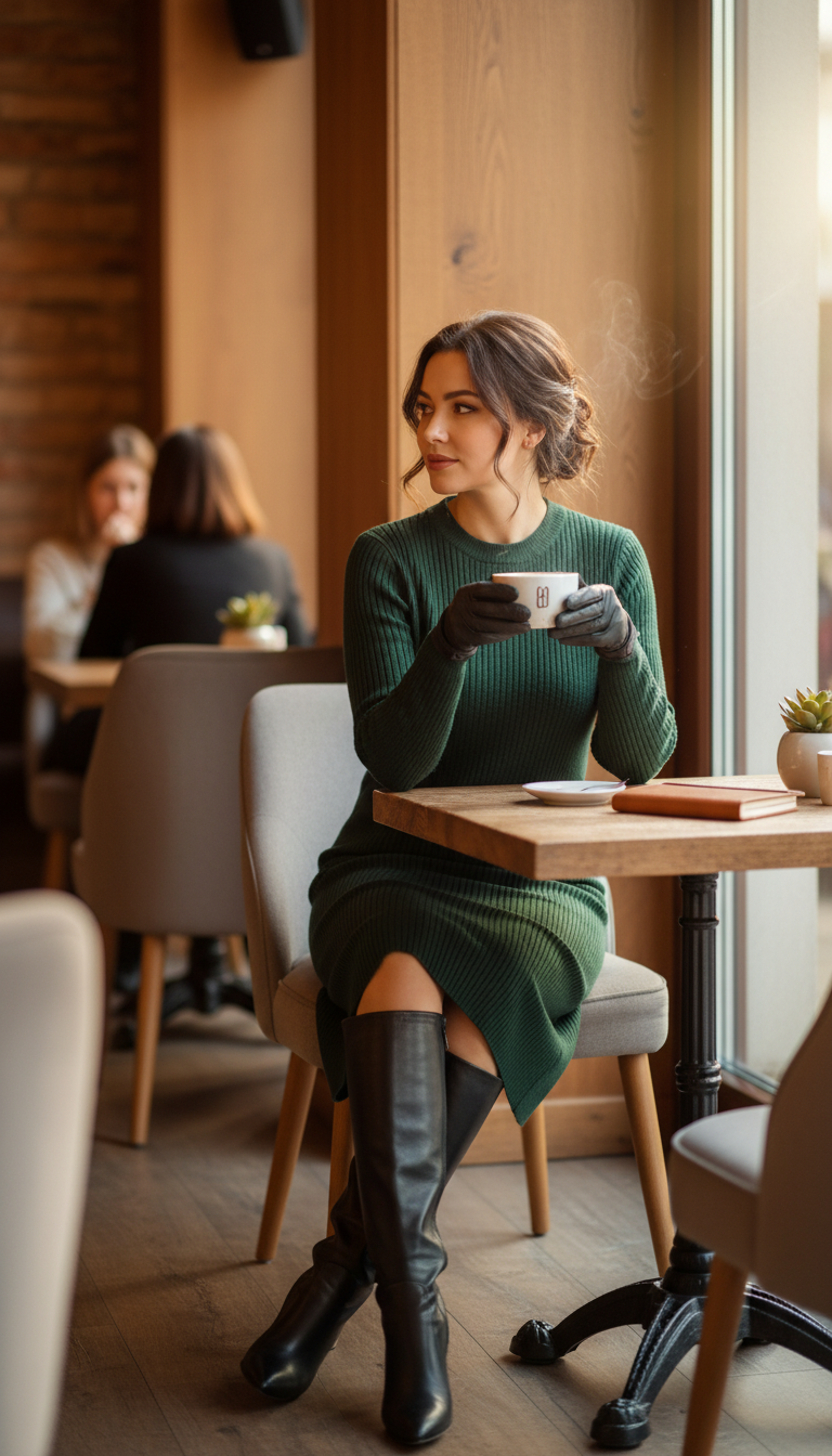 Sweater Dress with Boots