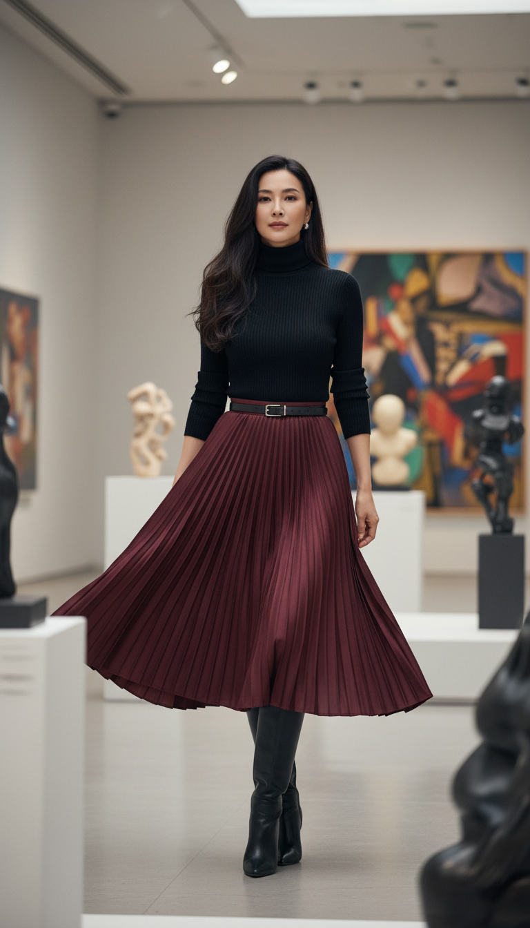 Midi Skirt & Turtleneck