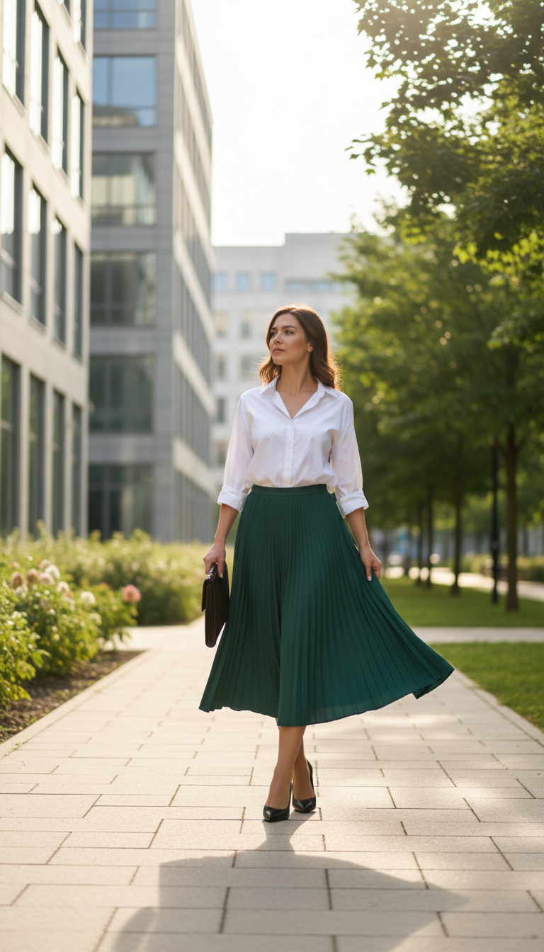 White Shirt & Pleated Skirt