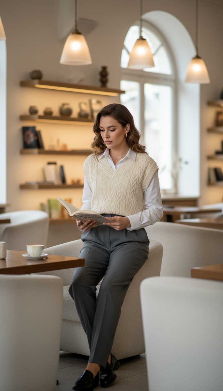 Knitted Vest & Button-Down