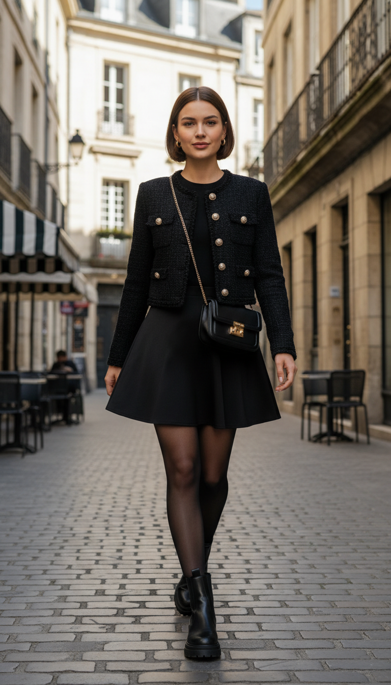 Modern Tweed & Mini Skirt