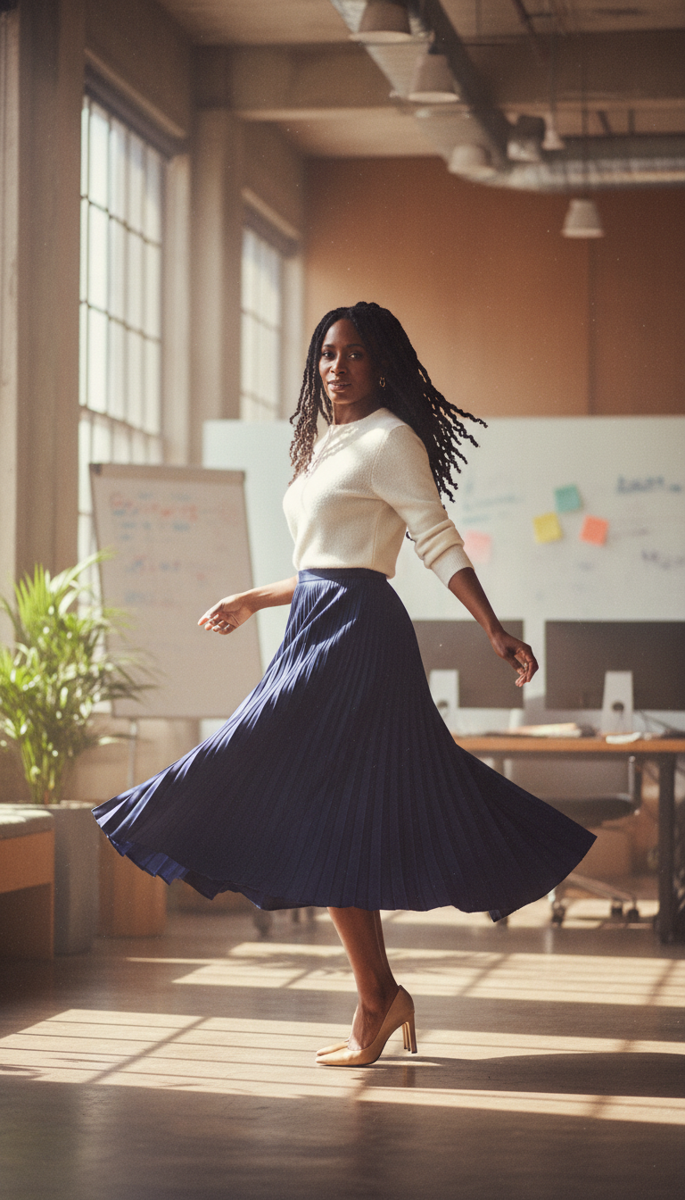 Pleated Skirt & Knit Top