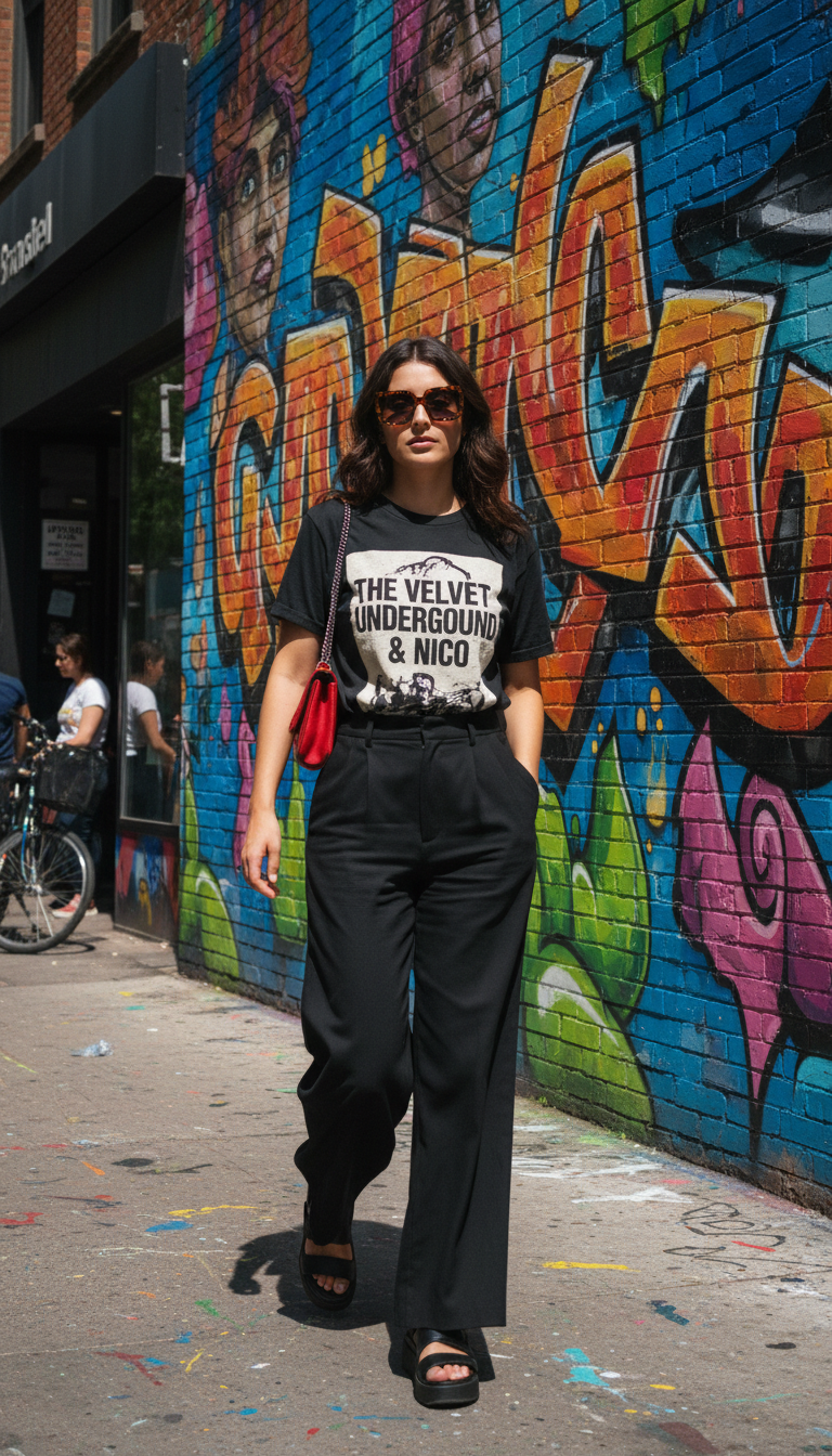 Graphic Play: Tee & Wide-Leg Trousers
