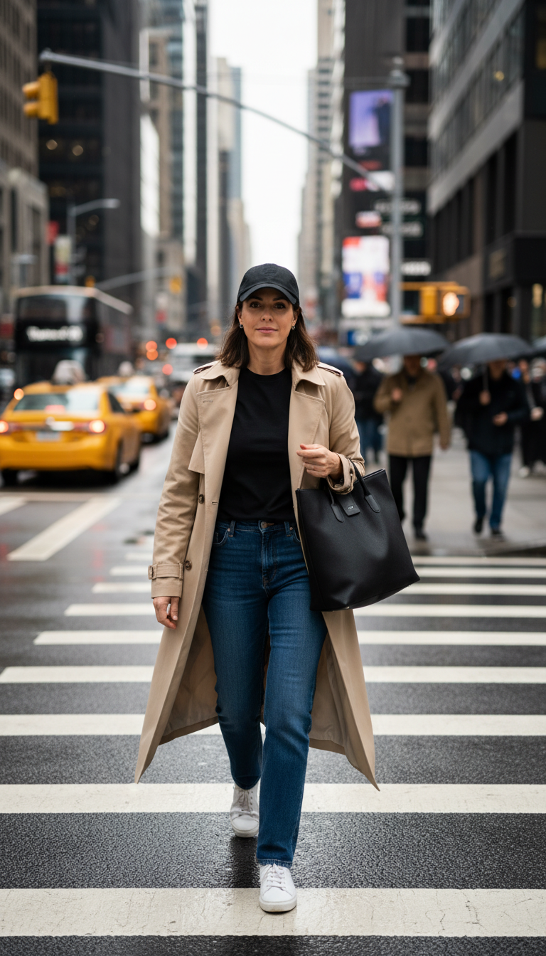 The Effortless Edge: Trench & Sneakers