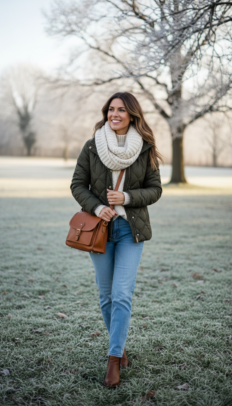 Quilted Jacket & Straight-Leg Jeans