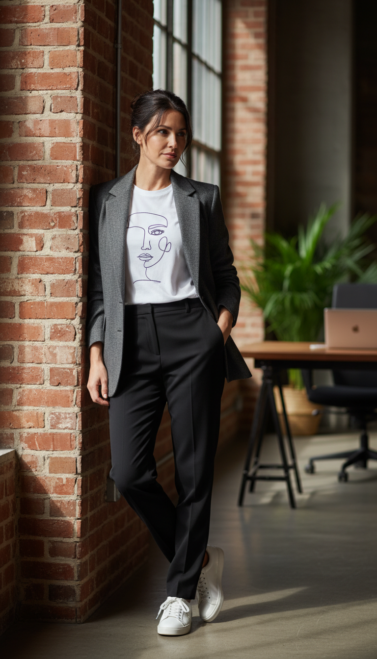 Blazer & Graphic Tee (Subtle)