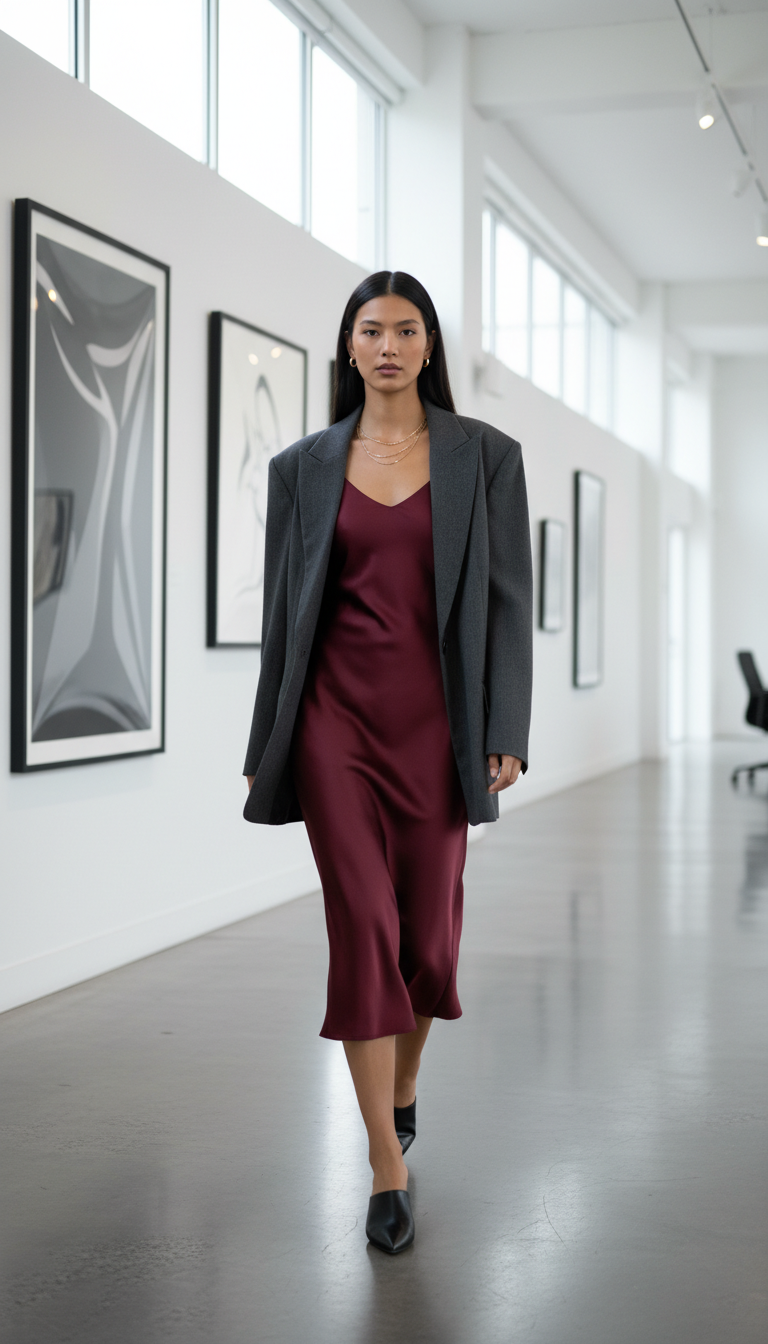 Slip Dress & Oversized Blazer