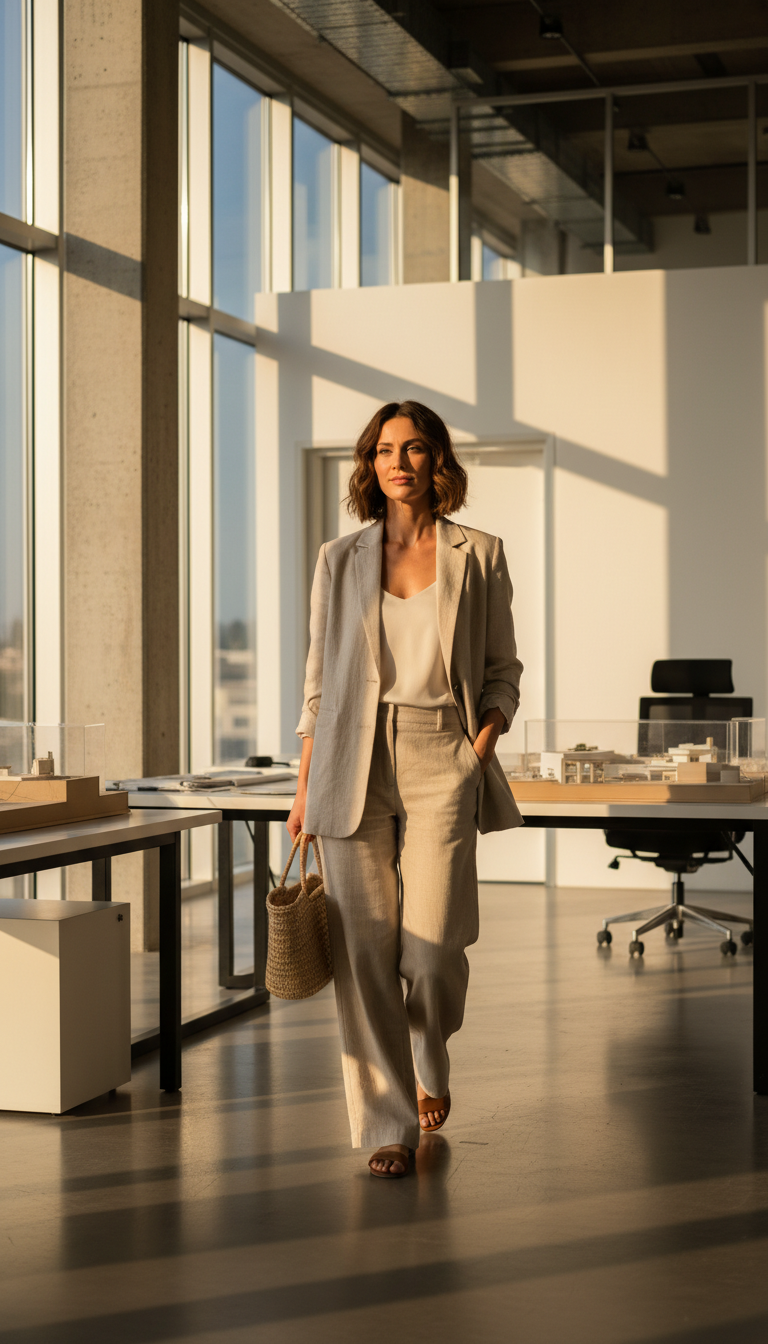 Relaxed Linen Blend Suit