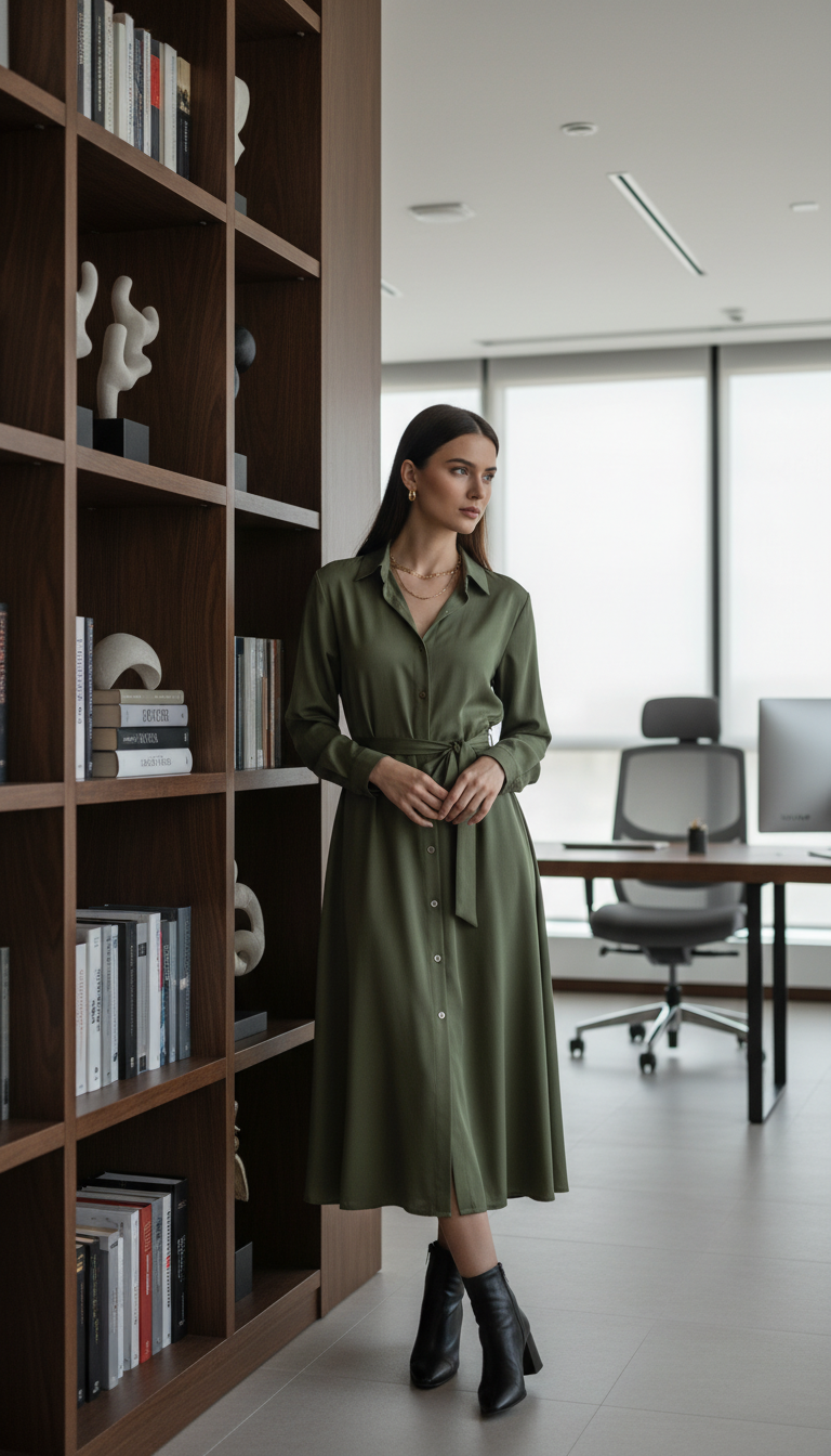 Shirt Dress & Ankle Boots
