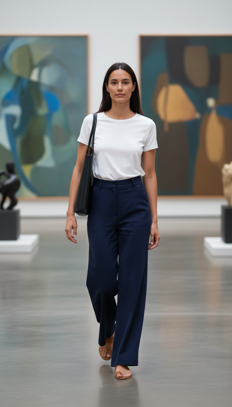 Wide-Leg Trousers & T-shirt