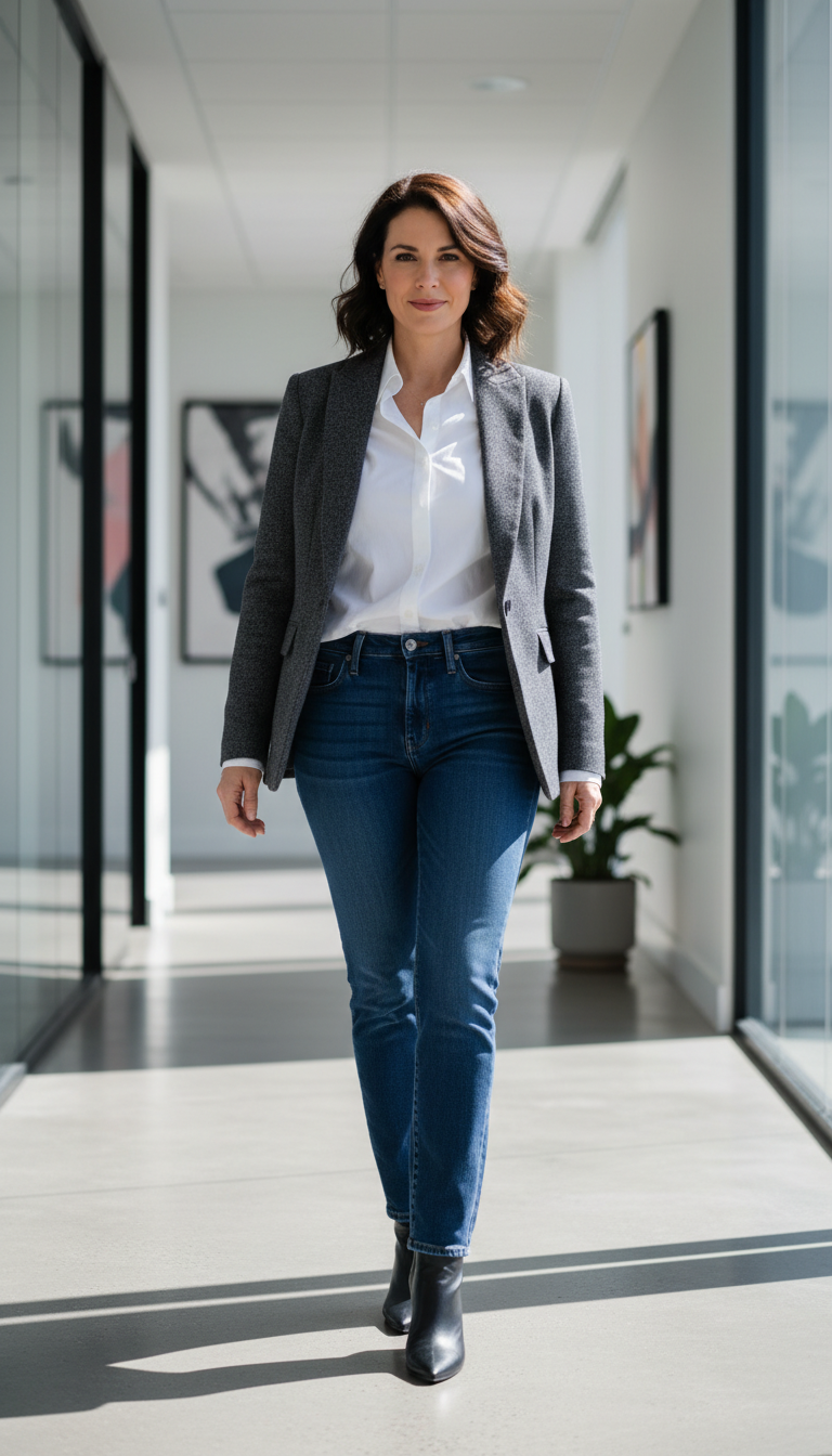 Elevated Dark Wash Jeans & Blazer