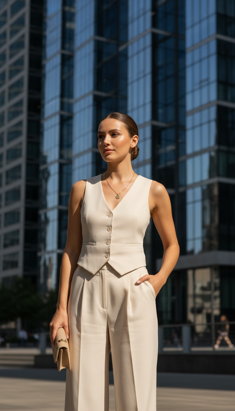 Pleated Trousers & Fashion Vest