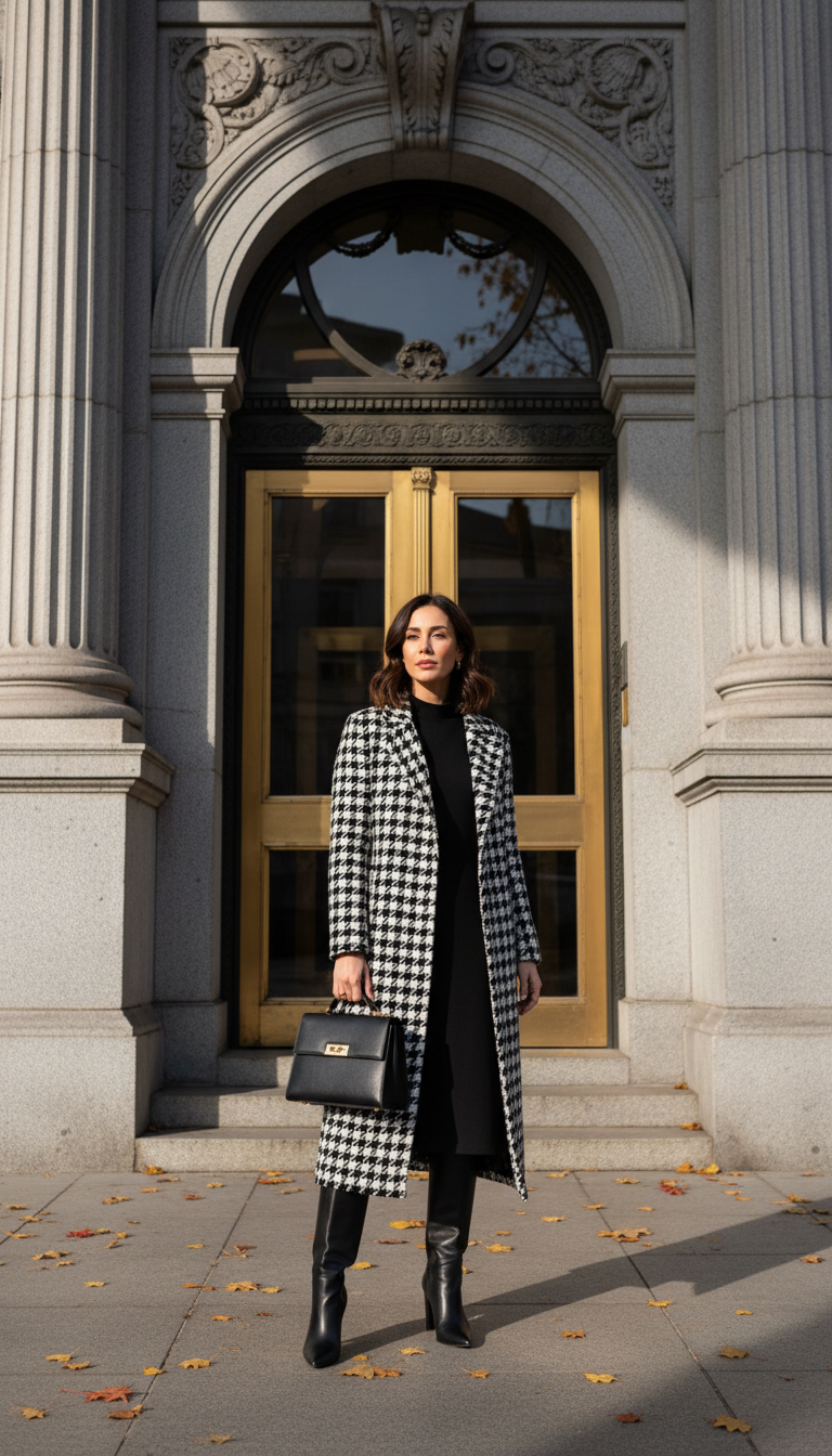 Statement Coat Over Simple Dress