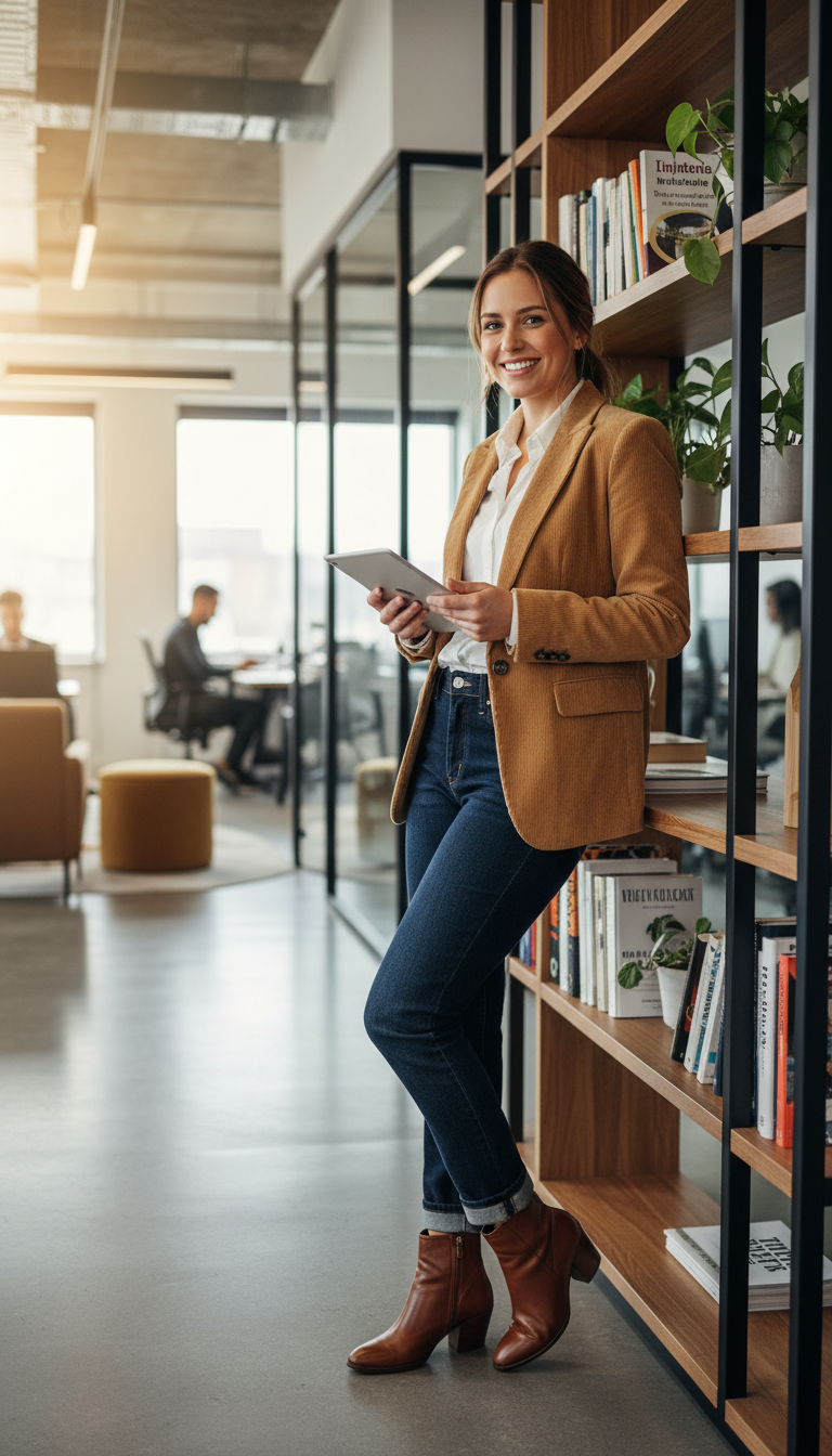 Corduroy Blazer & Dark Jeans