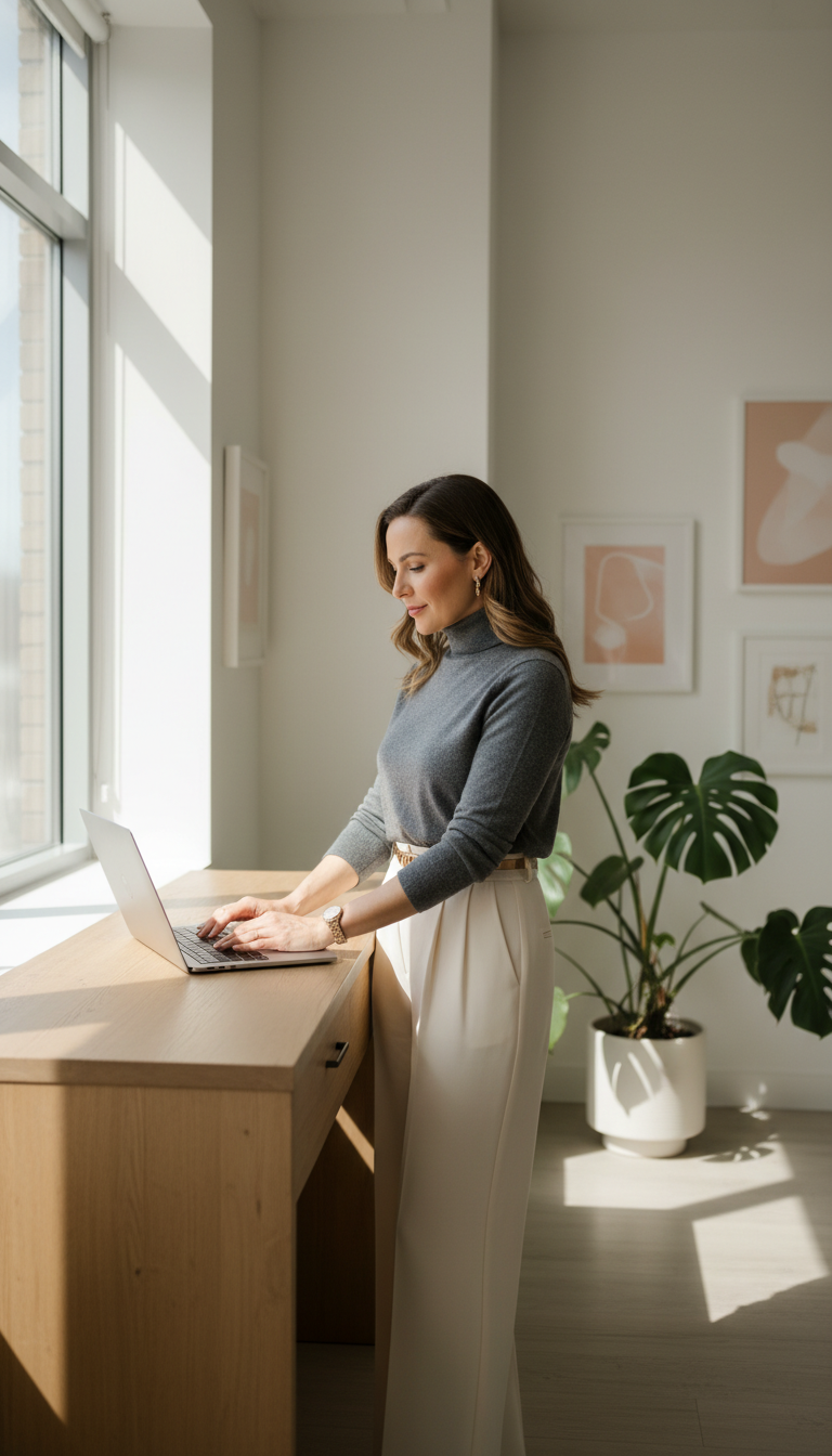 Tailored Wide-Leg Trousers & Knit