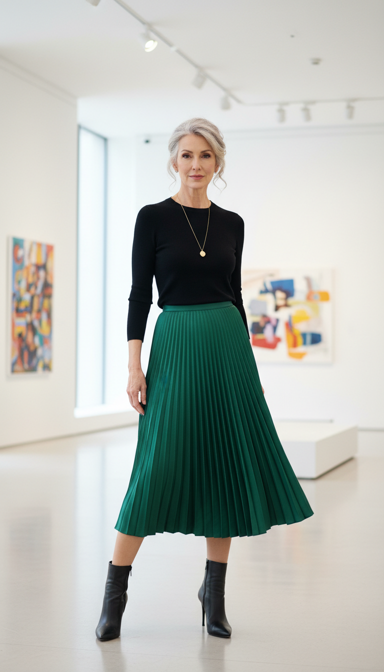 Pleated Skirt & Knit Top