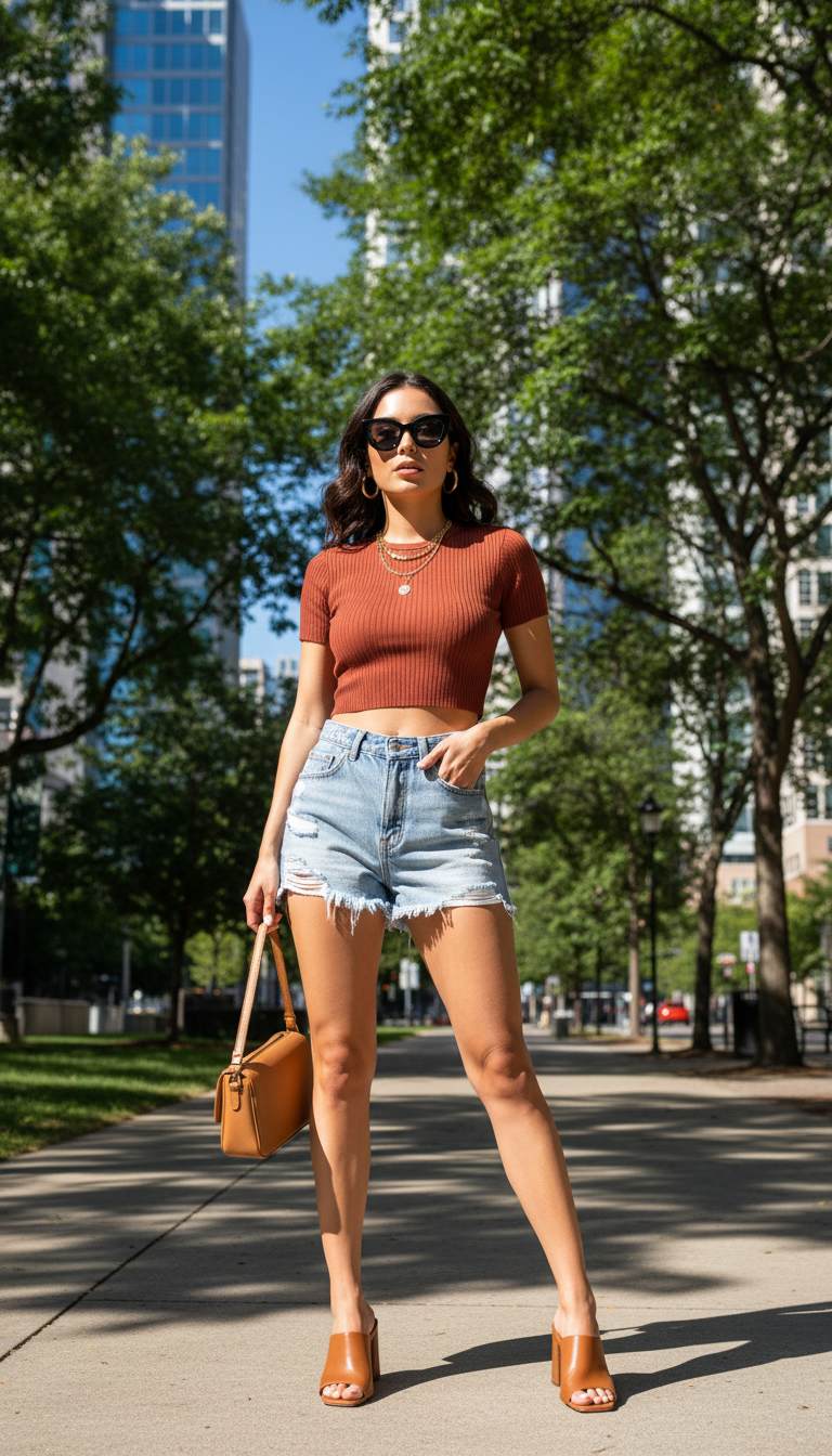 Cropped Top & High-Waisted Shorts