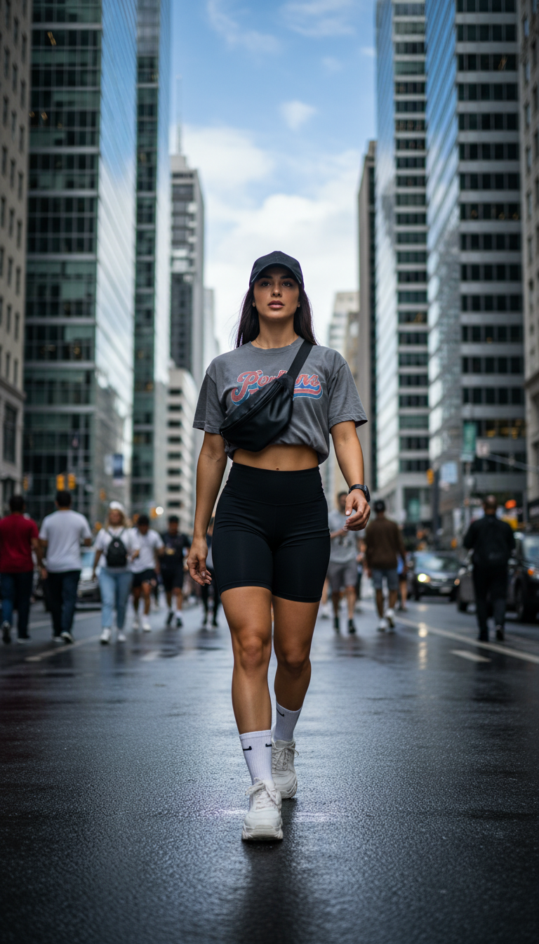 Athleisure Biker Shorts & Oversized Tee